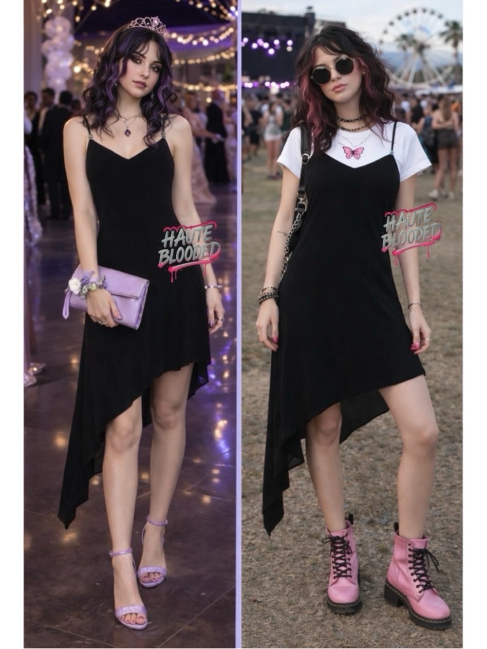 Jessica McClintock Gunne Sax Dress Vintage 90s Black y2k Fairy Goth Assymetrical